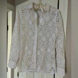 J. Crew White Eyelet Blouse